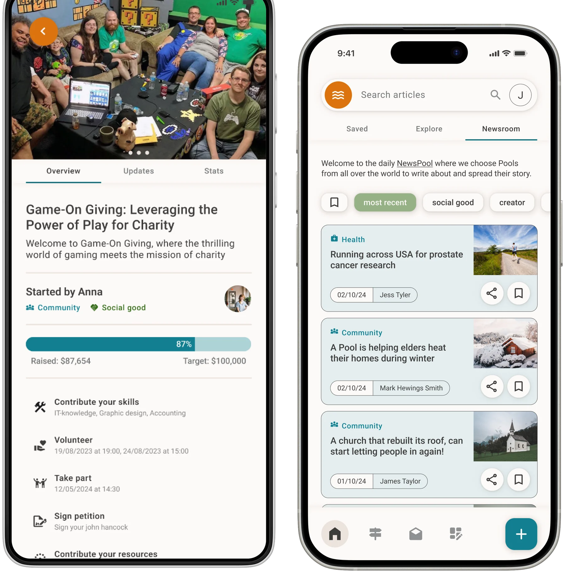 A Poola Pool overview and the NewsPool feed of stories